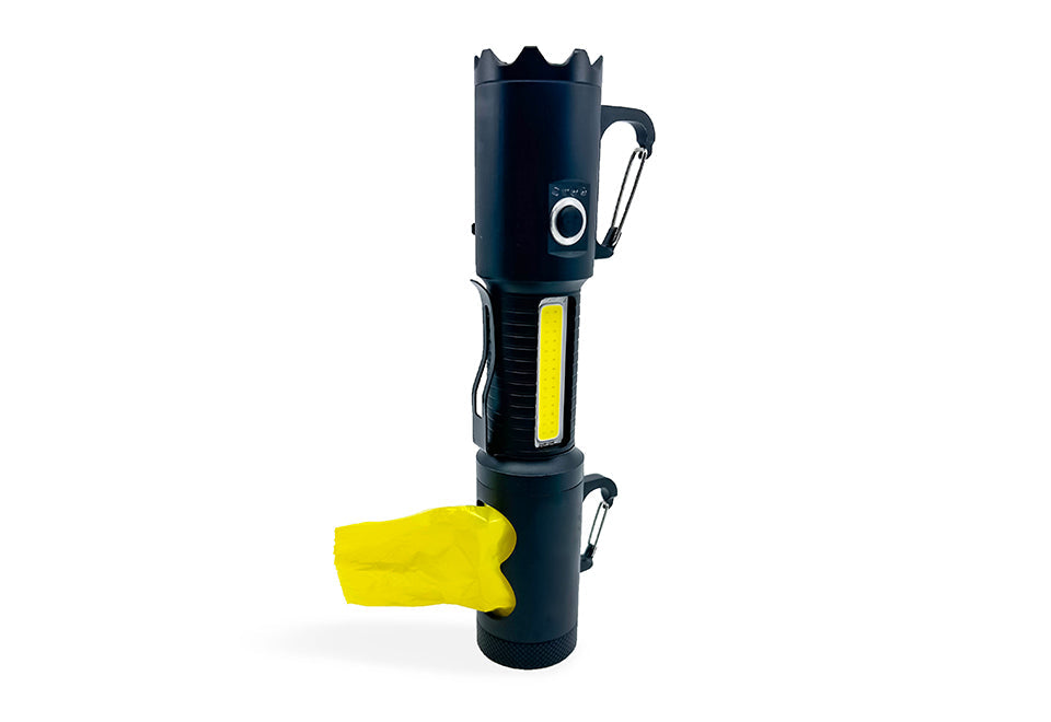 LED Tactical Flashlight and Pet Waste Bag Dispenser