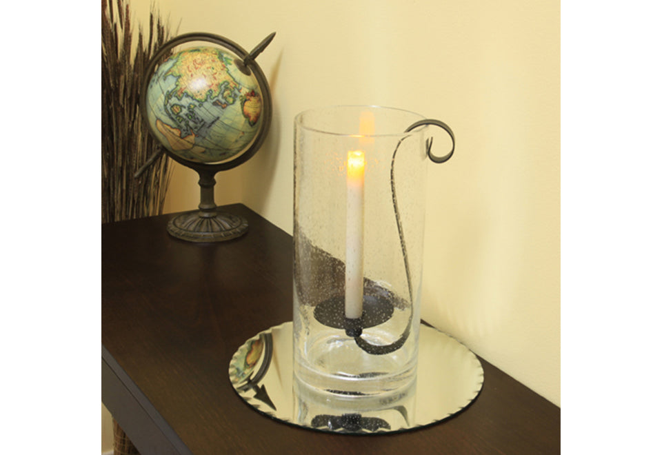 Rustic Hurricane with Flameless Wax Taper Candle