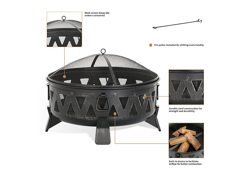 30'' Antique Wood-Burning Fire Pit