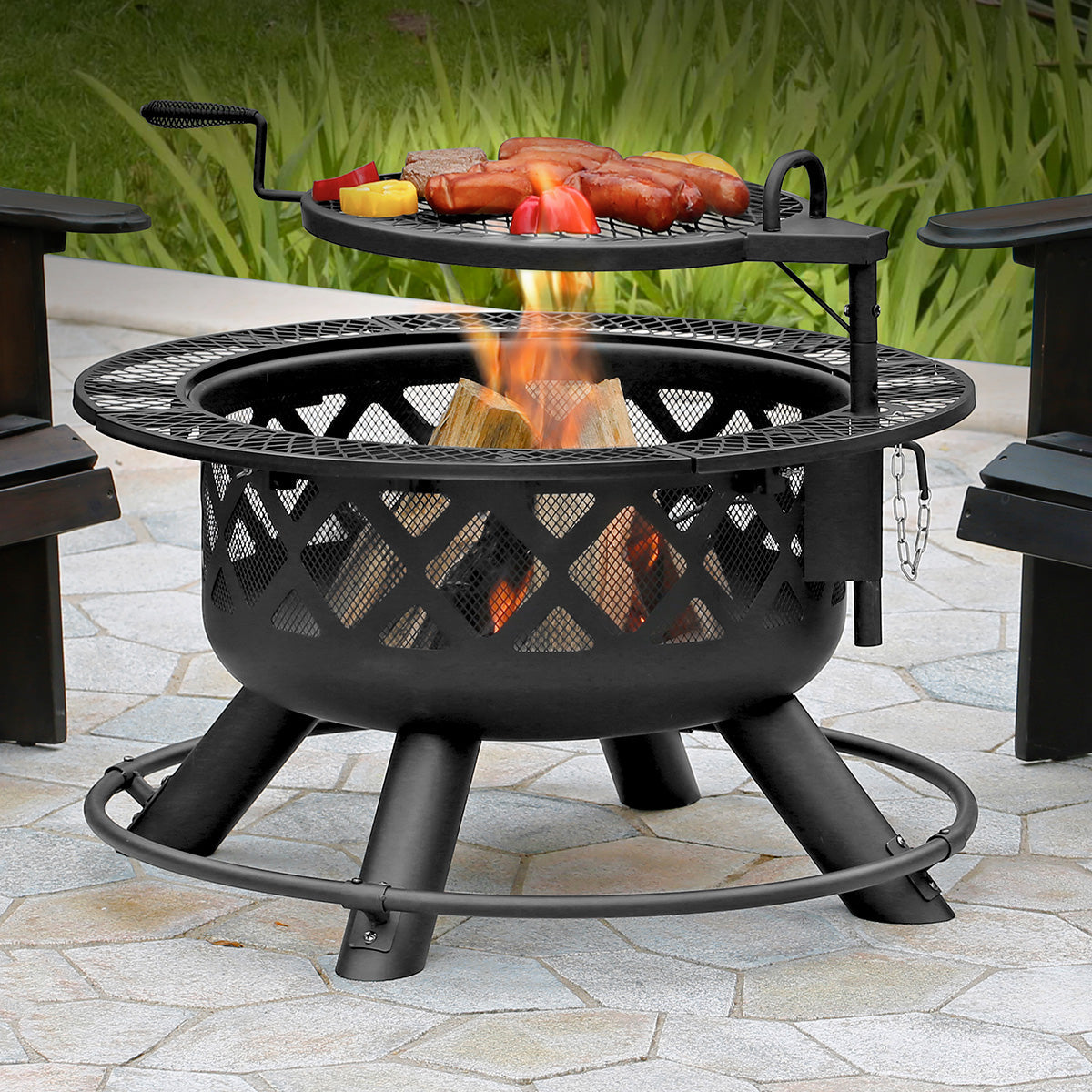 32'' Wood-Burning Fire Pit with Cooking Grill