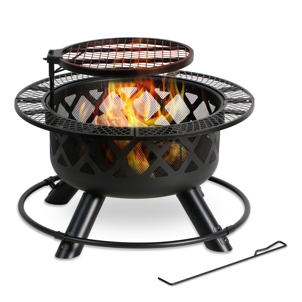 32'' Wood-Burning Fire Pit with Cooking Grill