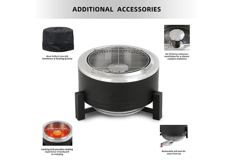 22'' Outdoor Smokeless Wood-Burning Fireplace