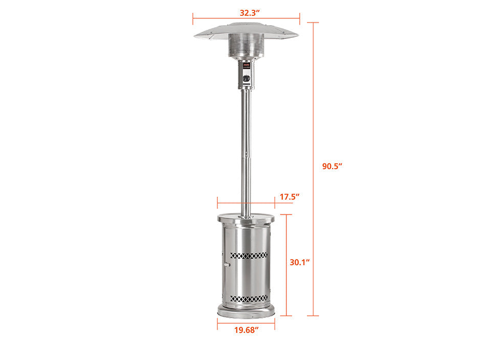 48,000 BTU Stainless Steel Floorstanding Patio Heater