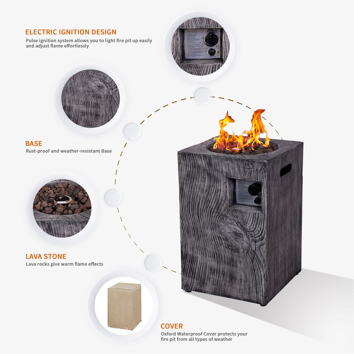 3,000 BTU Column Propane Fire Pit