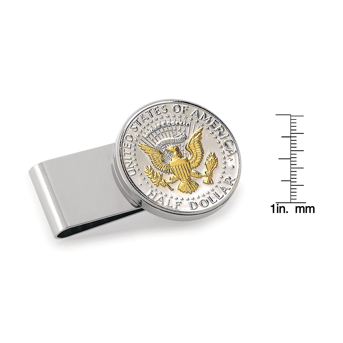 Selectively Gold-Layered Presidential Seal JFK Half Dollar Stainless Steel Silvertone Coin Money Clip