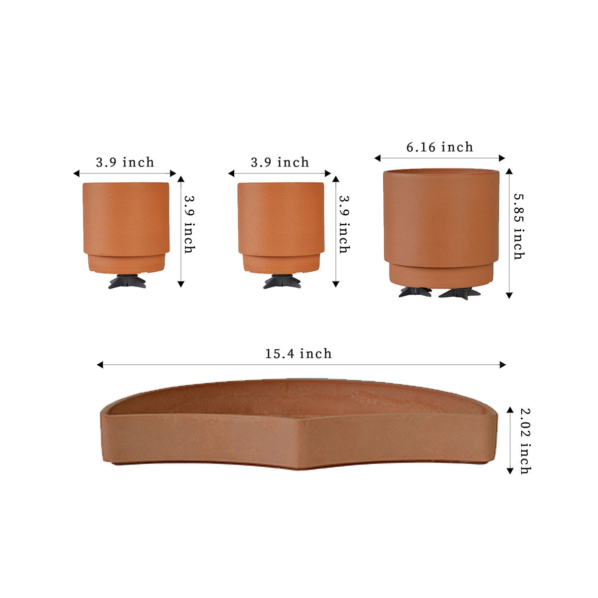 Tabletop Self-Watering Pot System for Indoor Plants (Set of 3)