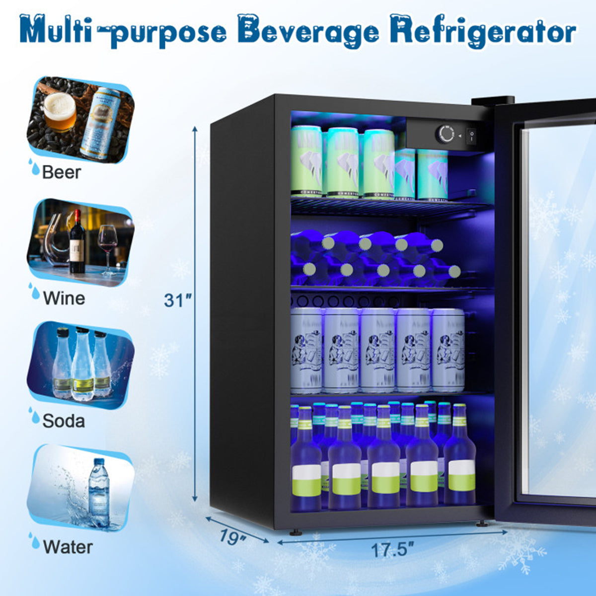 120 Can Beverage Refrigerator with Glass Door