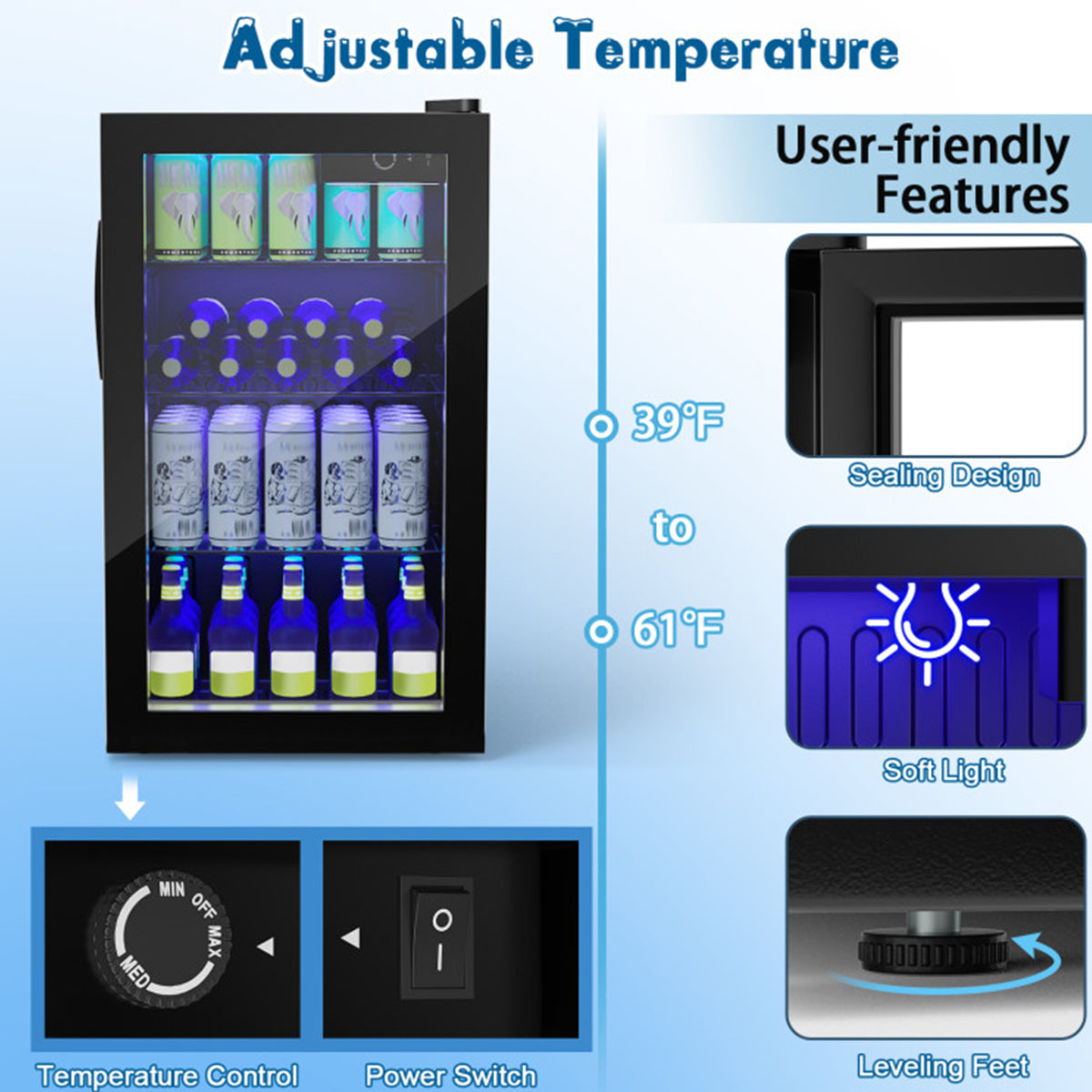 120 Can Beverage Refrigerator with Glass Door