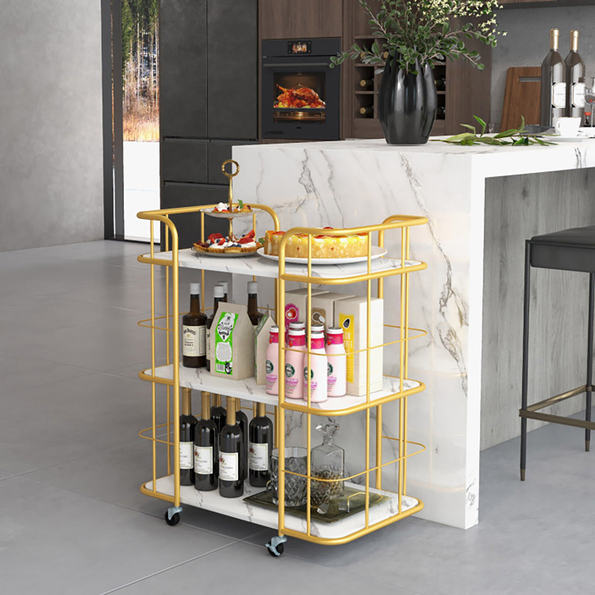 3-Tier Metal Storage Serving Cart Trolley