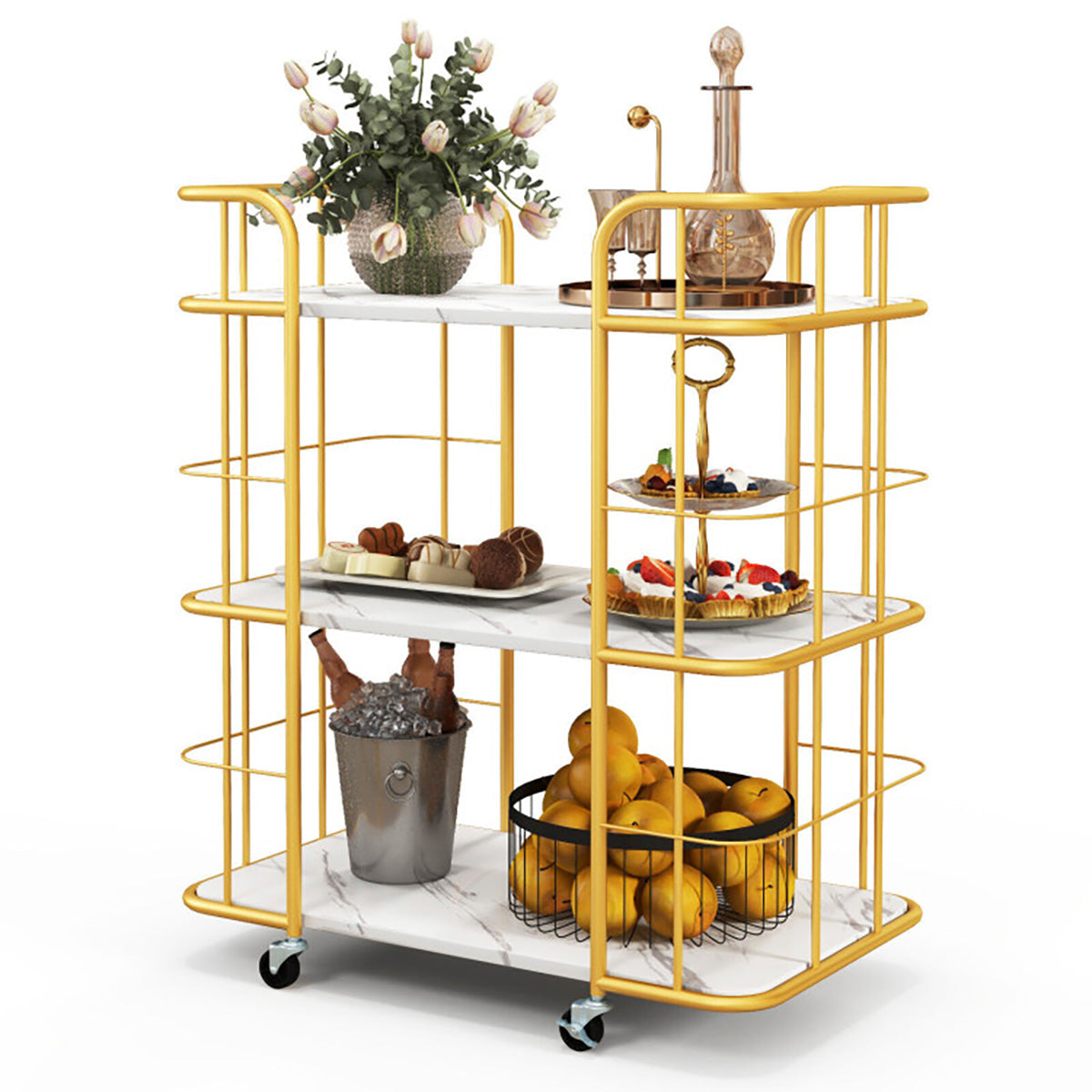 3-Tier Metal Storage Serving Cart Trolley