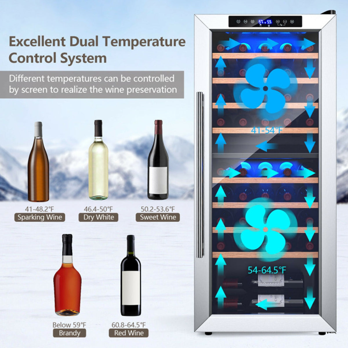 Dual Zone 43 Bottle Wine Cooler Refrigerator