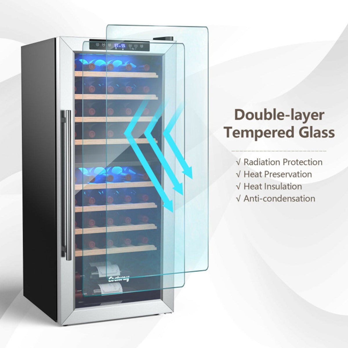 Dual Zone 43 Bottle Wine Cooler Refrigerator