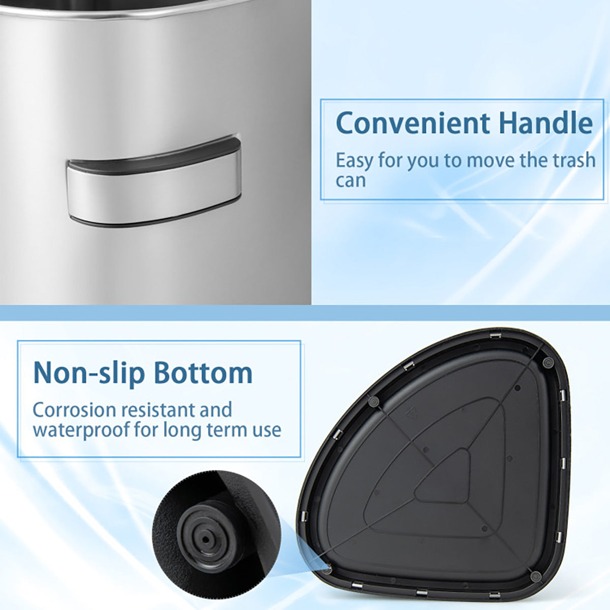 60L Stainless Steel Corner Trash Bin