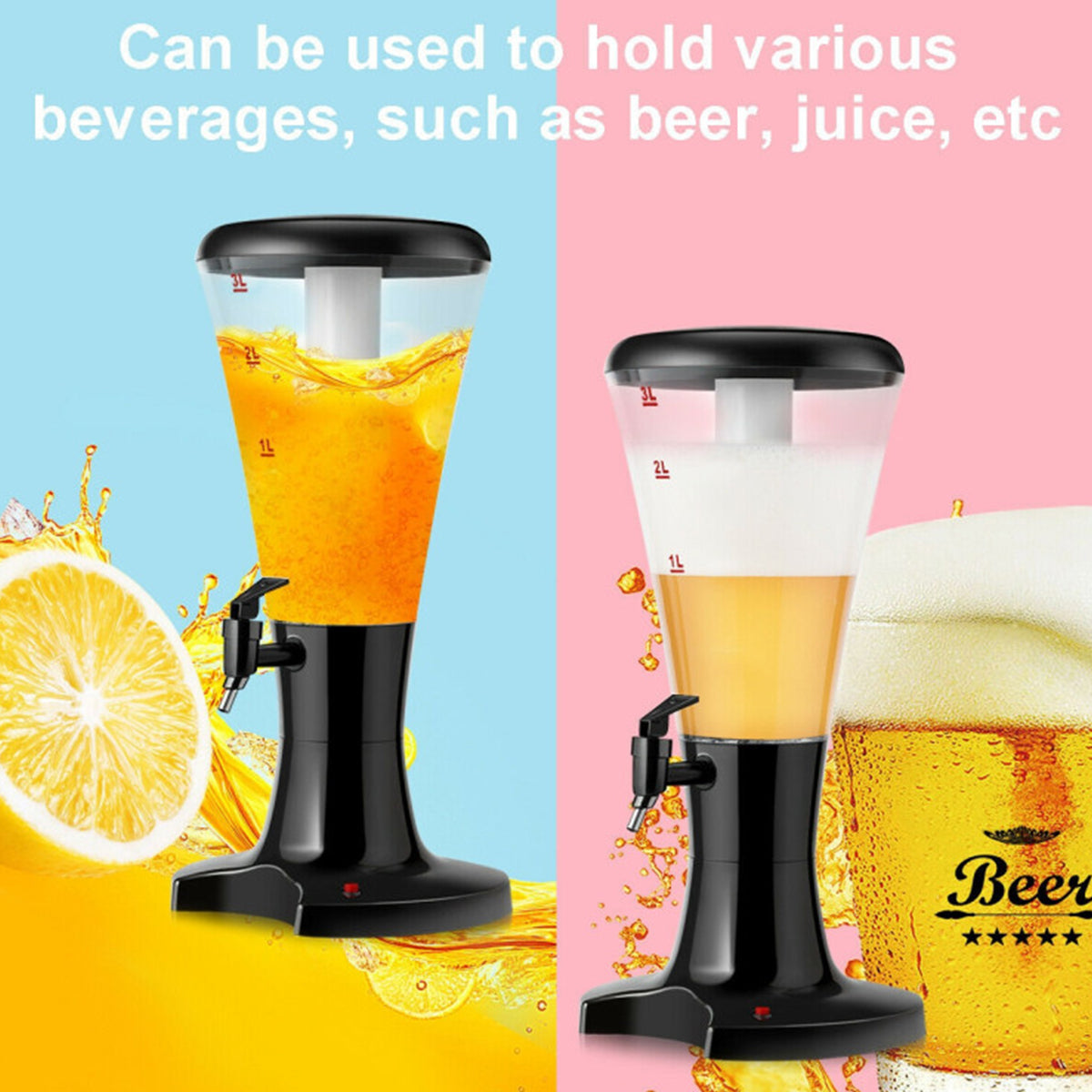 Draft Beer Tower Dispenser with LED Lights (Set of 2)