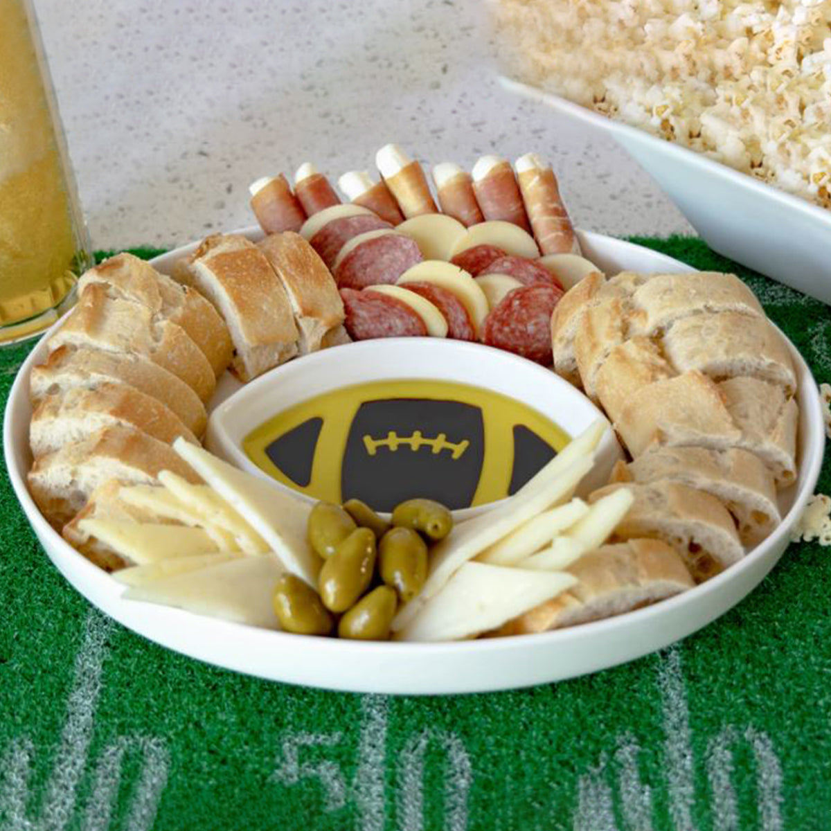 Football Olive Oil and Vinegar Dipping Platter