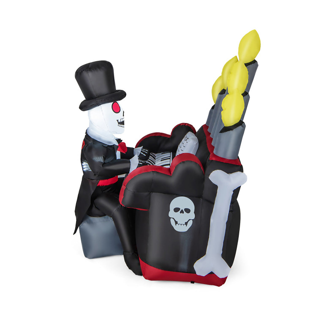 5.2' Inflatable Halloween Skeleton Playing the Piano with Bluetooth Speaker