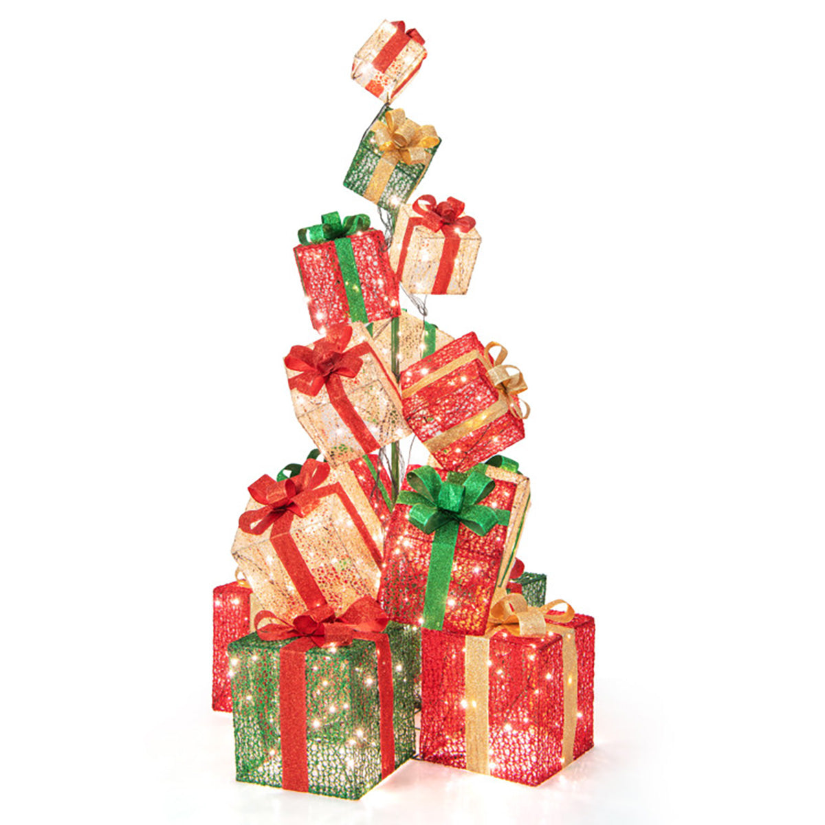 5.6' Pre-Lit Stacked Christmas Gift Box Tower