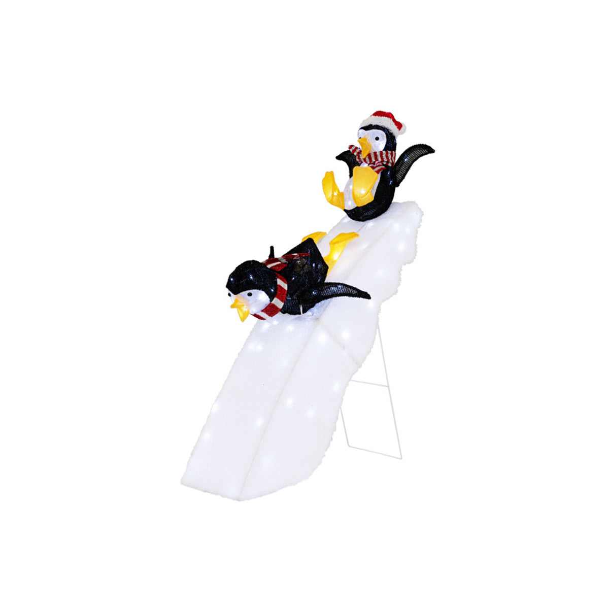 4' Pre-Lit Christmas Penguin Ice Skating Decor with Snowy Slide