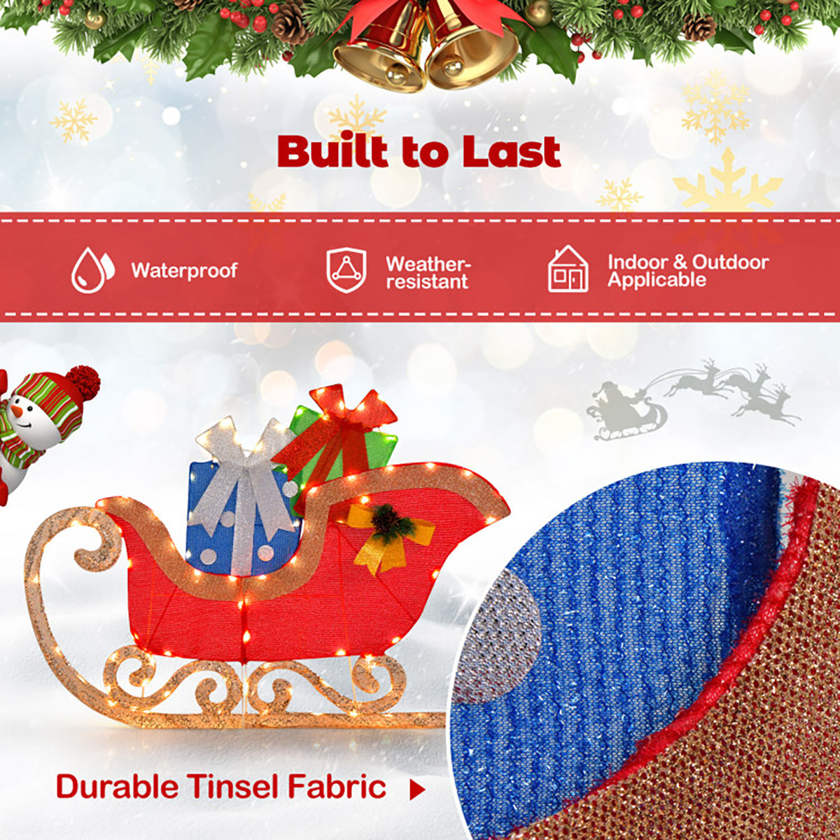 4' Pre-Lit Christmas Sleigh Decoration