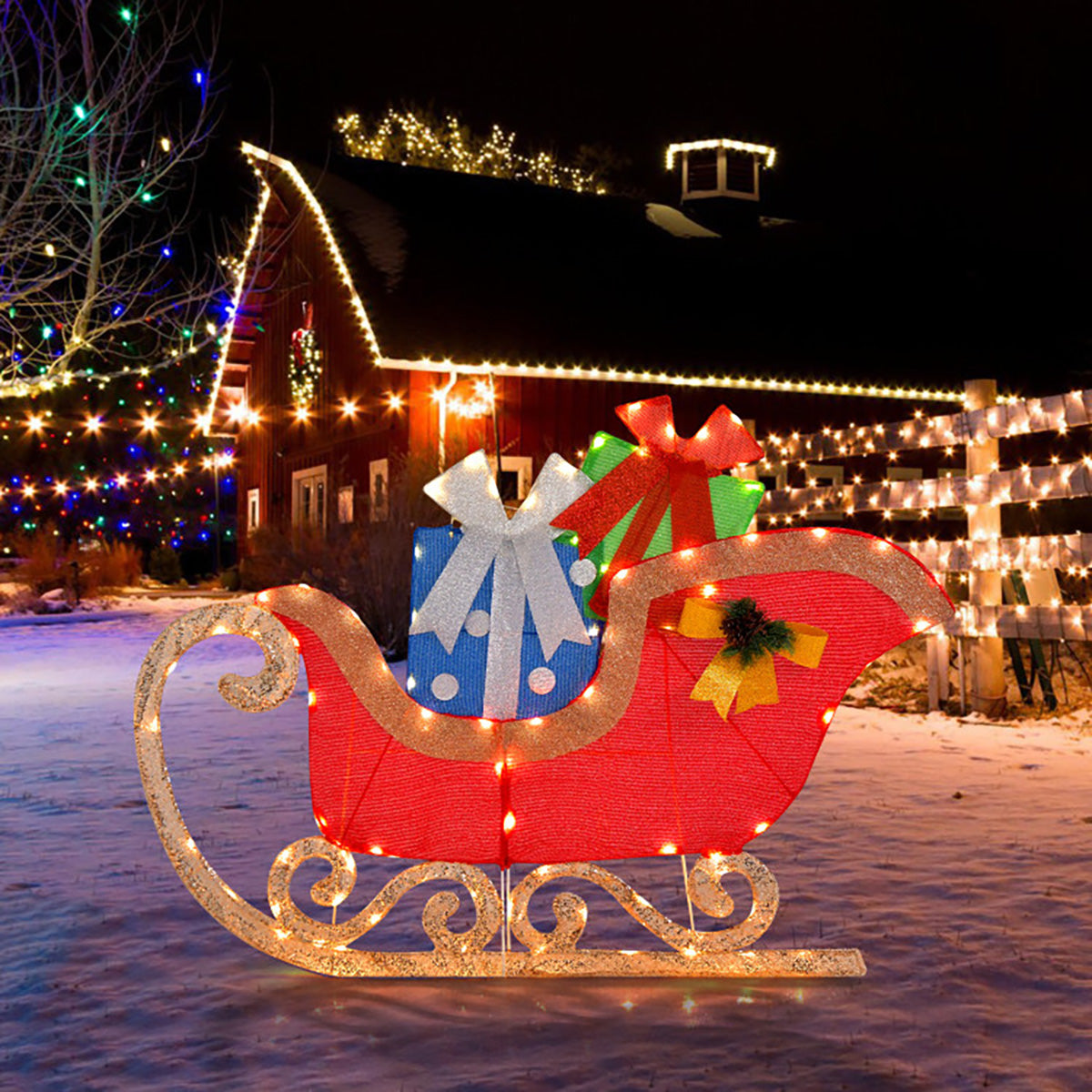 4' Pre-Lit Christmas Sleigh Decoration