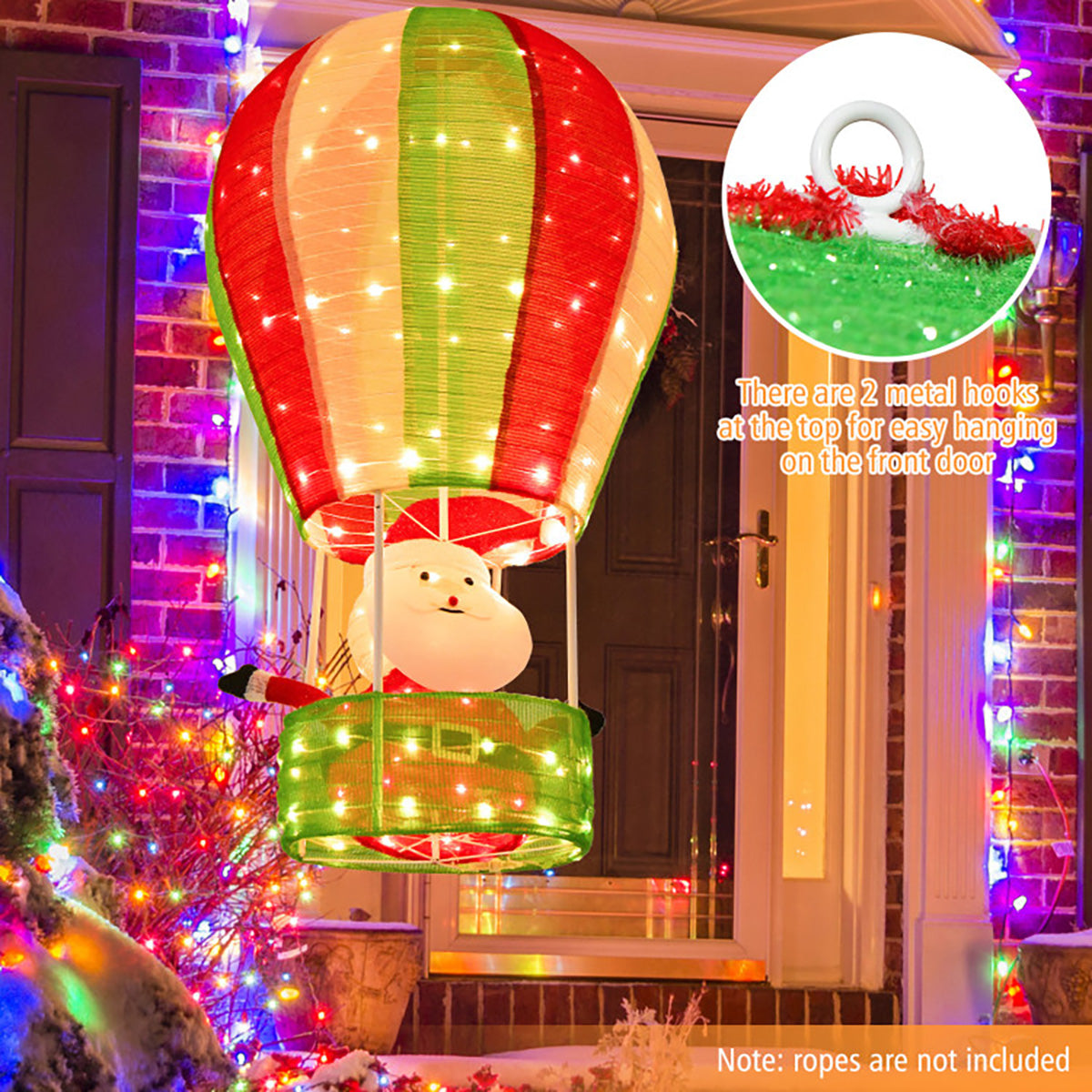 4.5' Pre-Lit Santa Claus in Hot Air Balloon Decoration