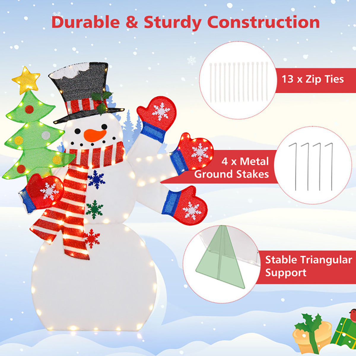 4' Pre-Lit Snowman Decoration with Waving Hand