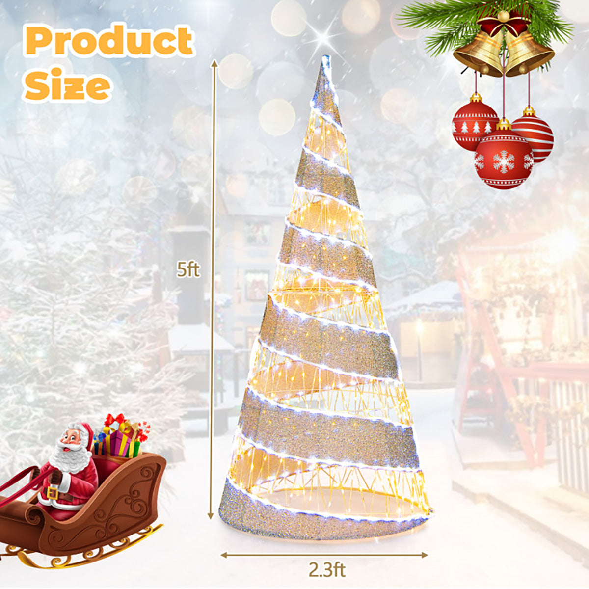 5' Pre-lit Christmas Cone Tree
