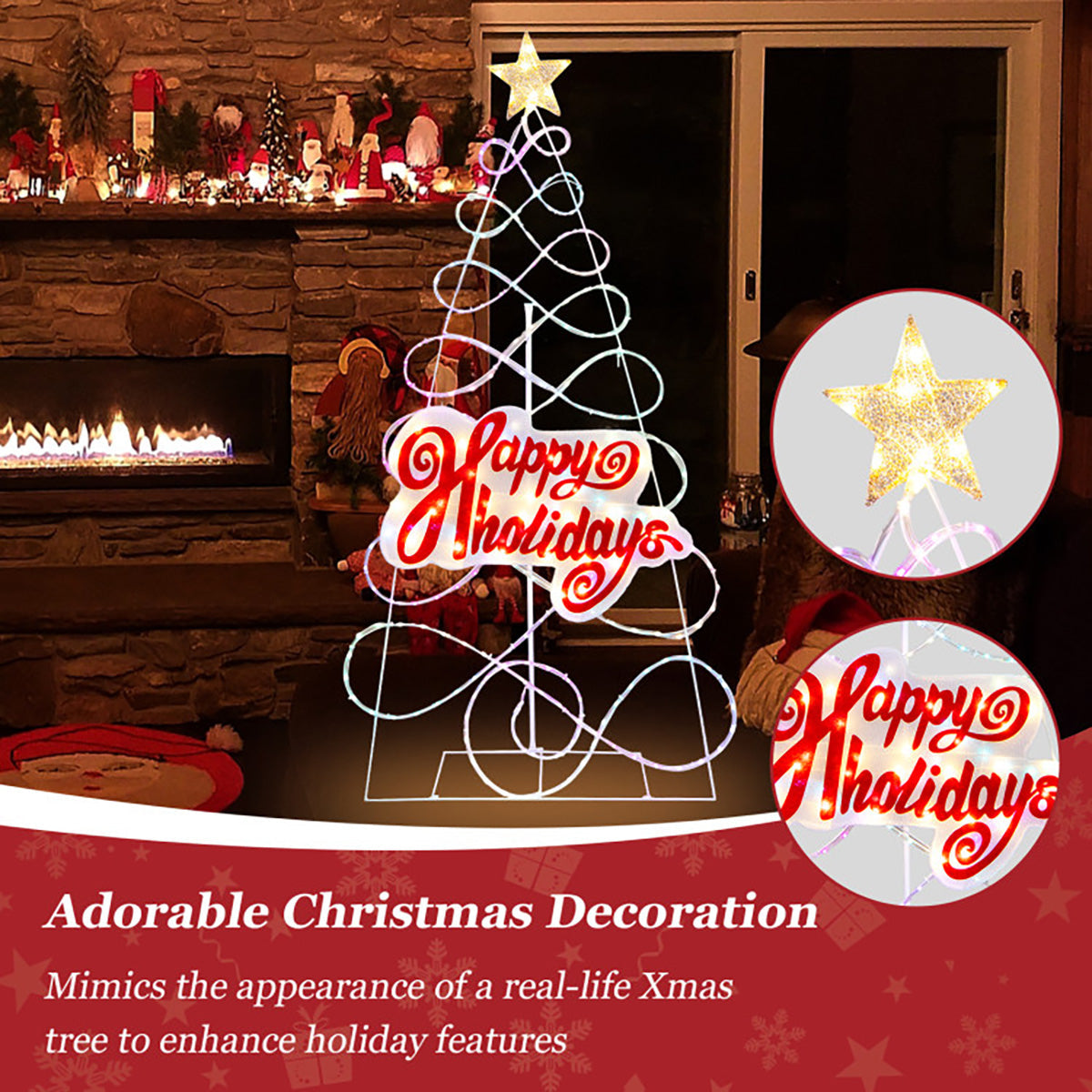 5.6' Pre-Lit Happy Holidays Christmas Tree Decoration