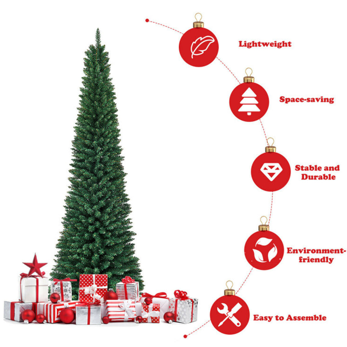 7' Artificial Pencil Christmas Tree