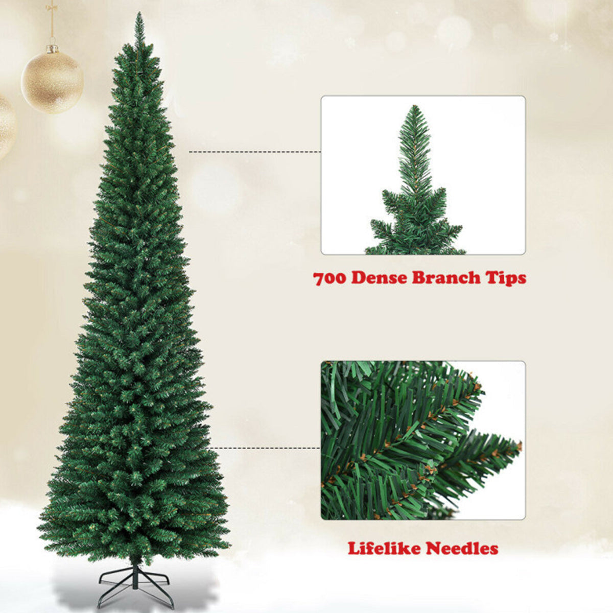 7' Artificial Pencil Christmas Tree