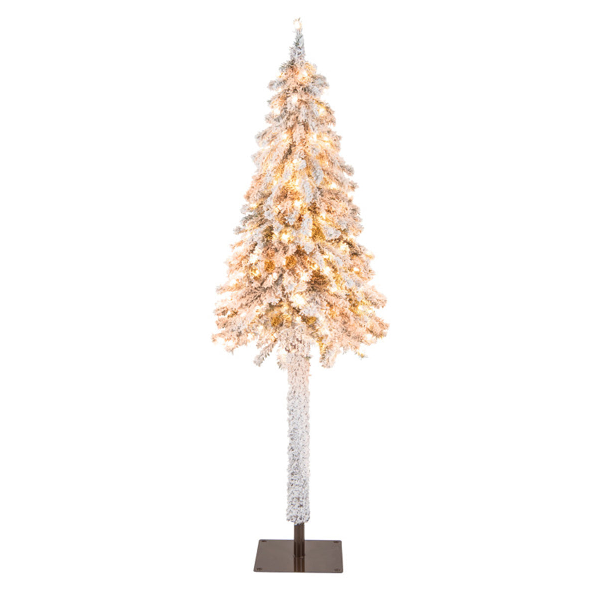 6' Pre-lit Artificial Flocked Pencil Christmas Tree