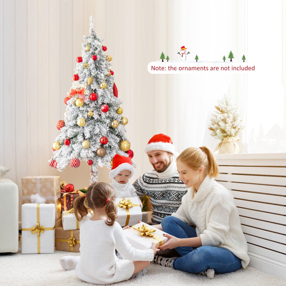 6' Pre-lit Artificial Flocked Pencil Christmas Tree