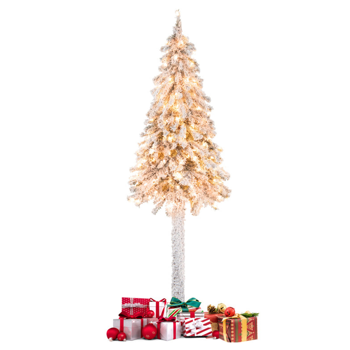 6' Pre-lit Artificial Flocked Pencil Christmas Tree