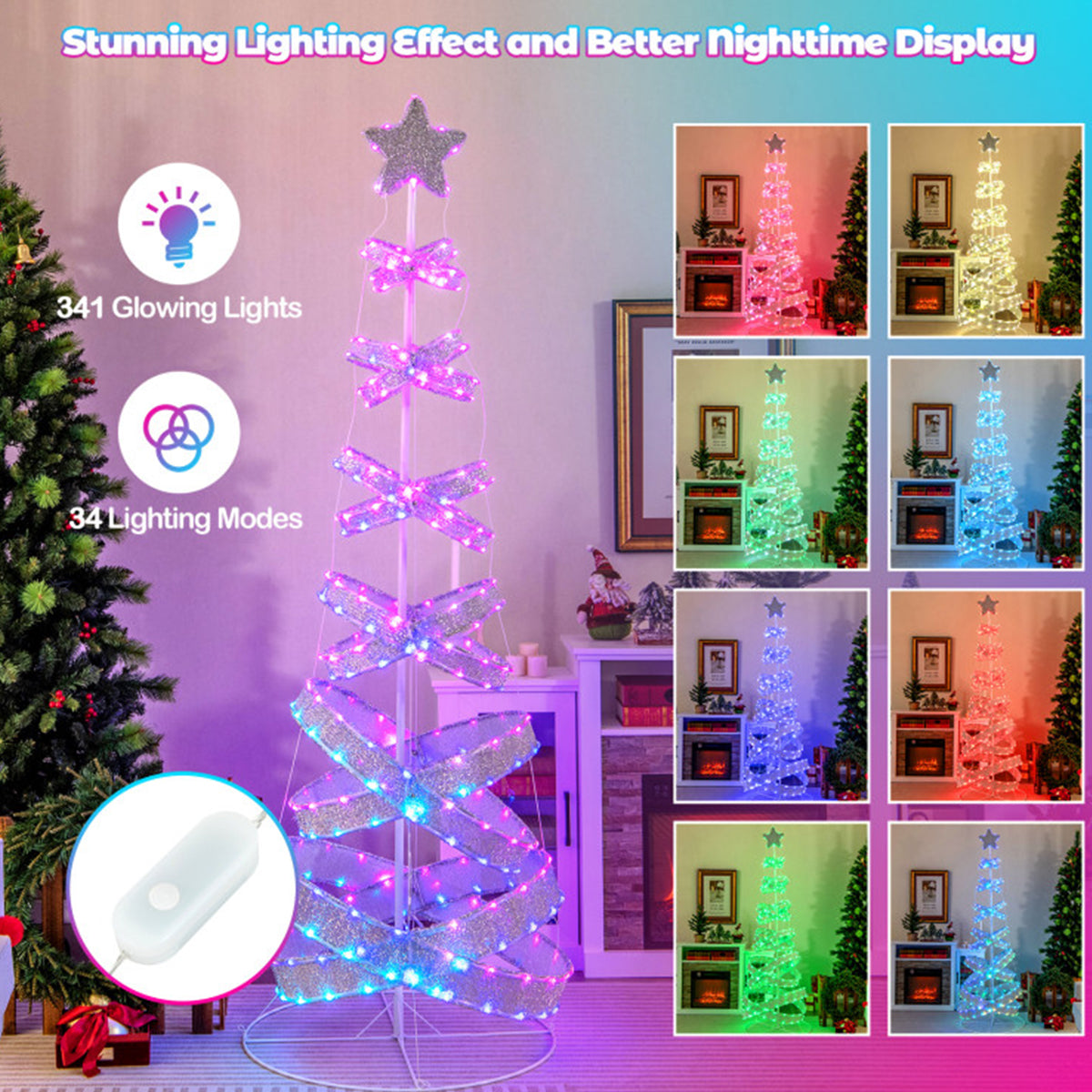 7' Pre-Lit Spiral Christmas Tree Decoration