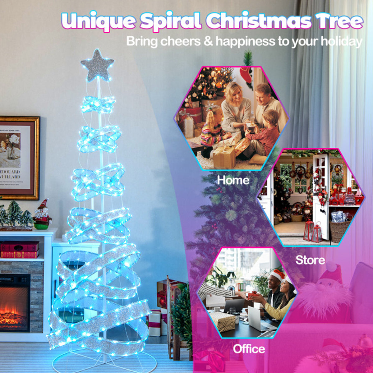 7' Pre-Lit Spiral Christmas Tree Decoration
