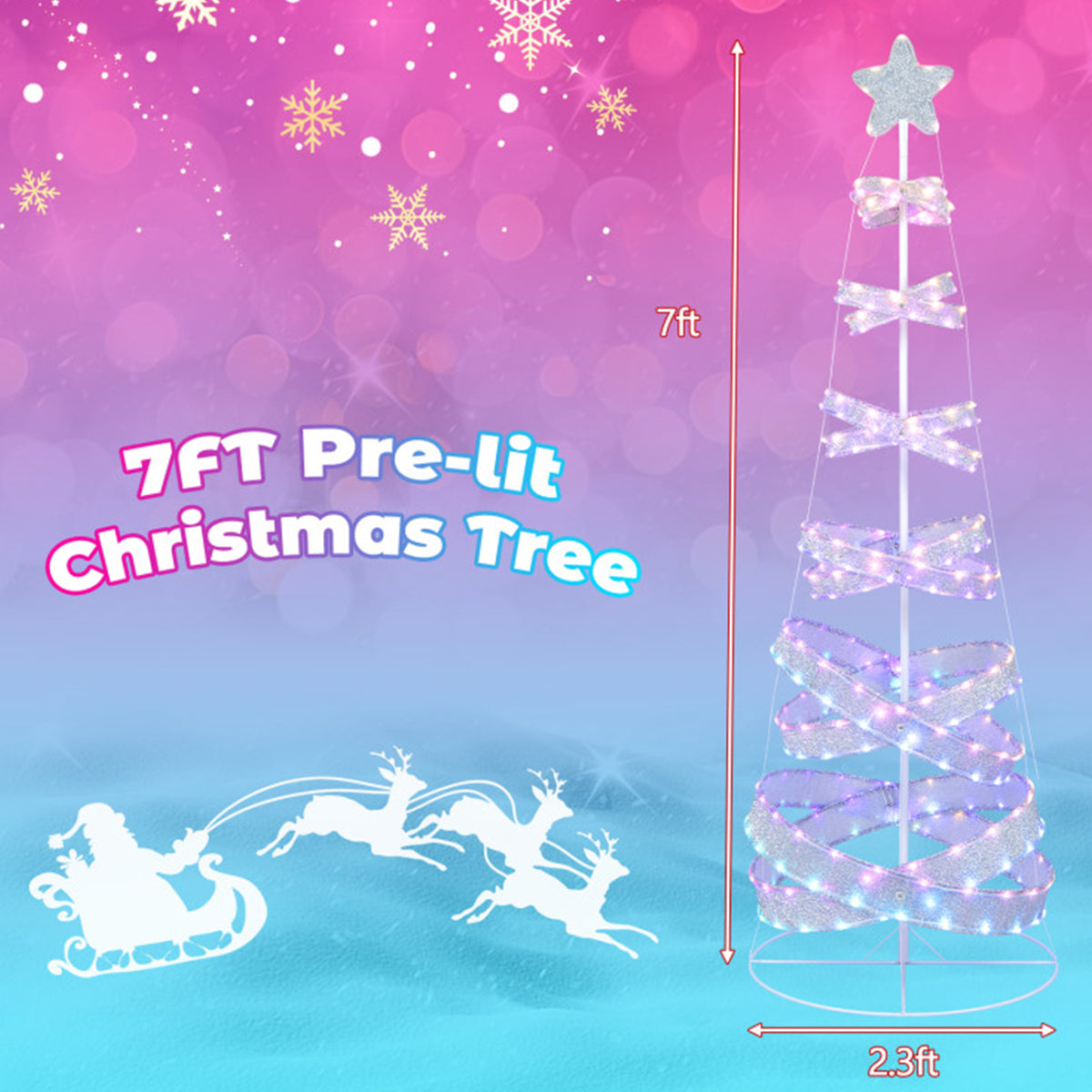 7' Pre-Lit Spiral Christmas Tree Decoration
