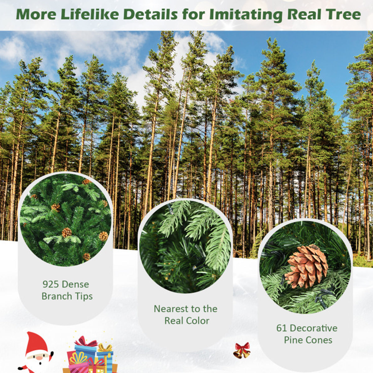 7' Pre-Lit Artificial Christmas Tree with Pinecones