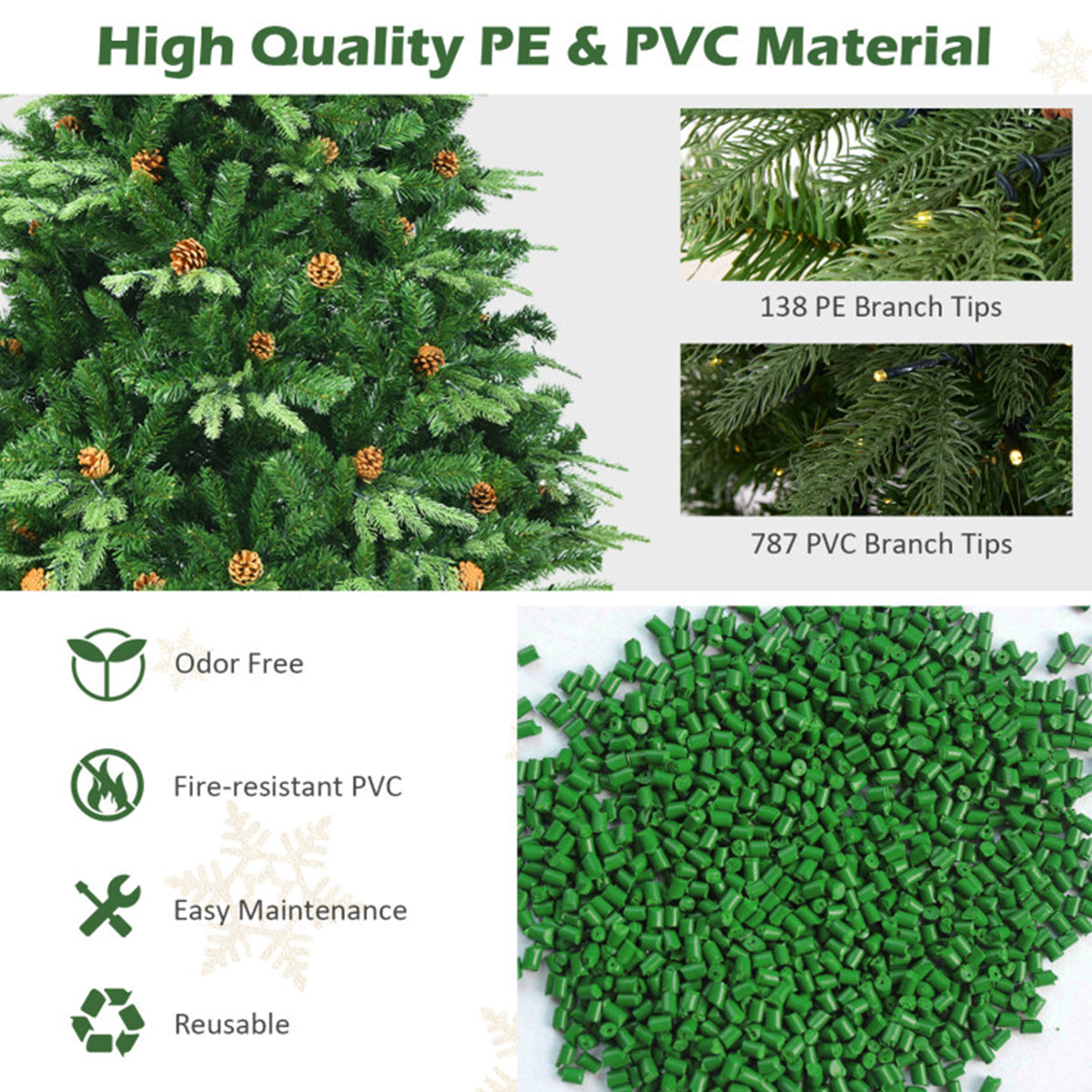 7' Pre-Lit Artificial Christmas Tree with Pinecones
