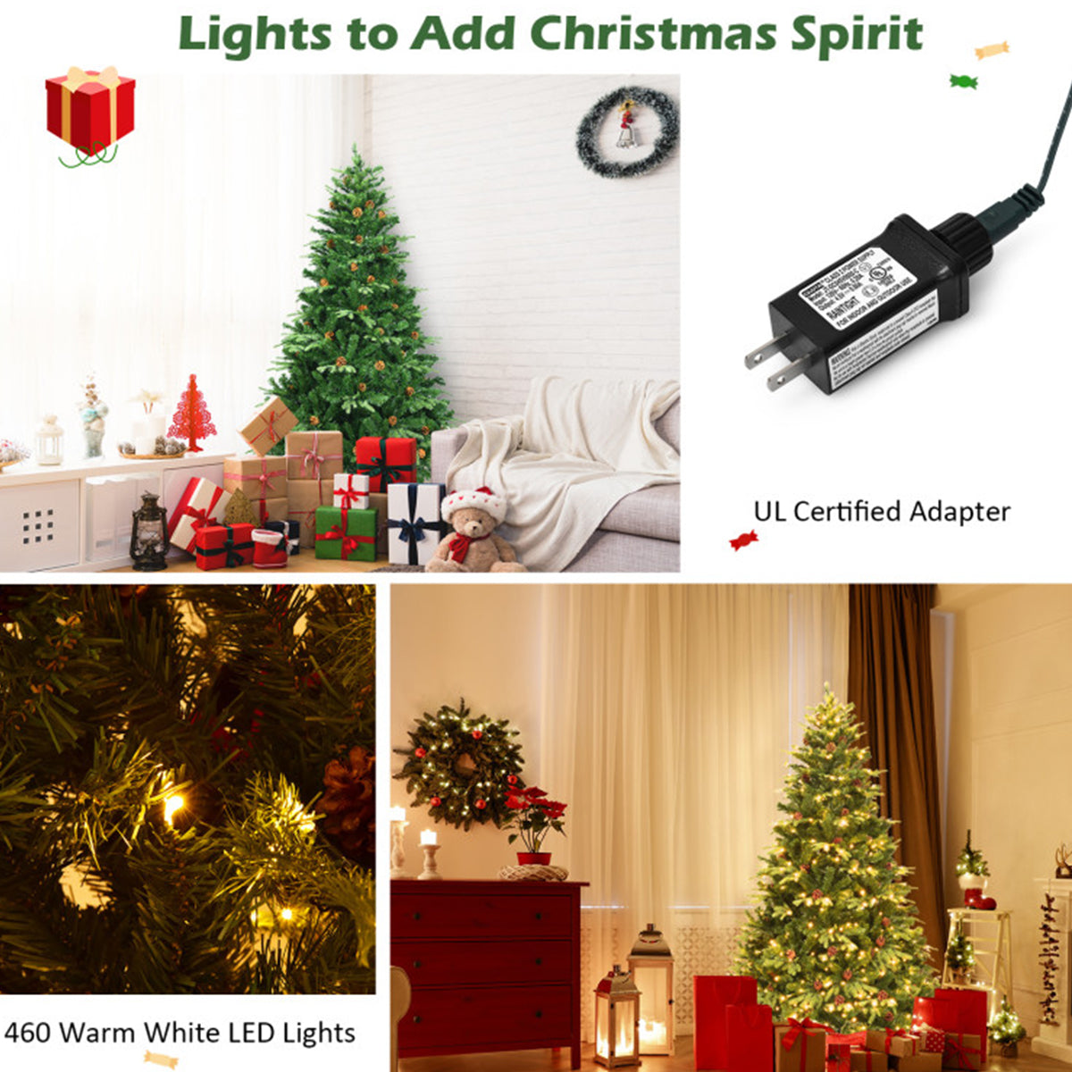 7' Pre-Lit Artificial Christmas Tree with Pinecones