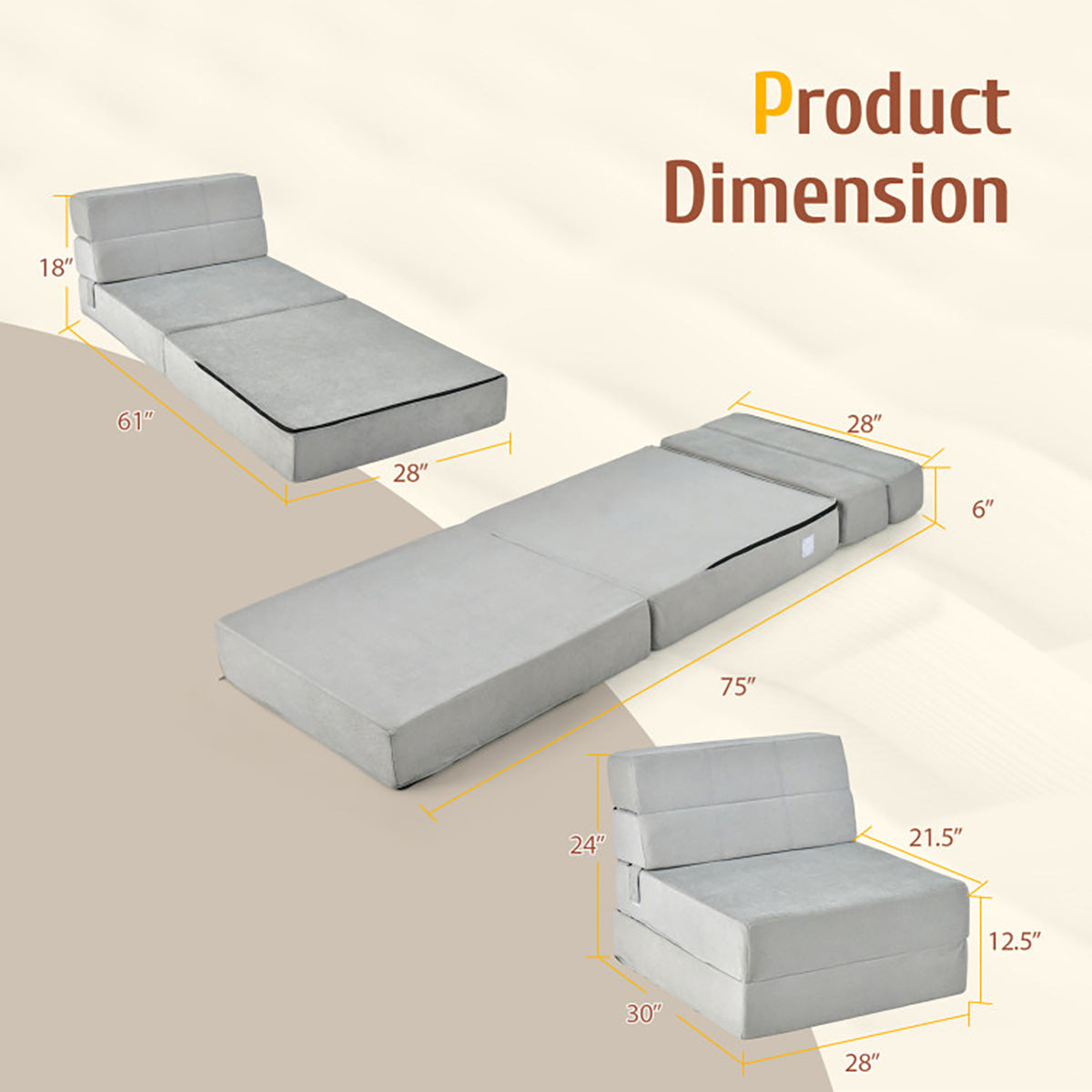 Tri-Fold Sleeper Sofa Bed