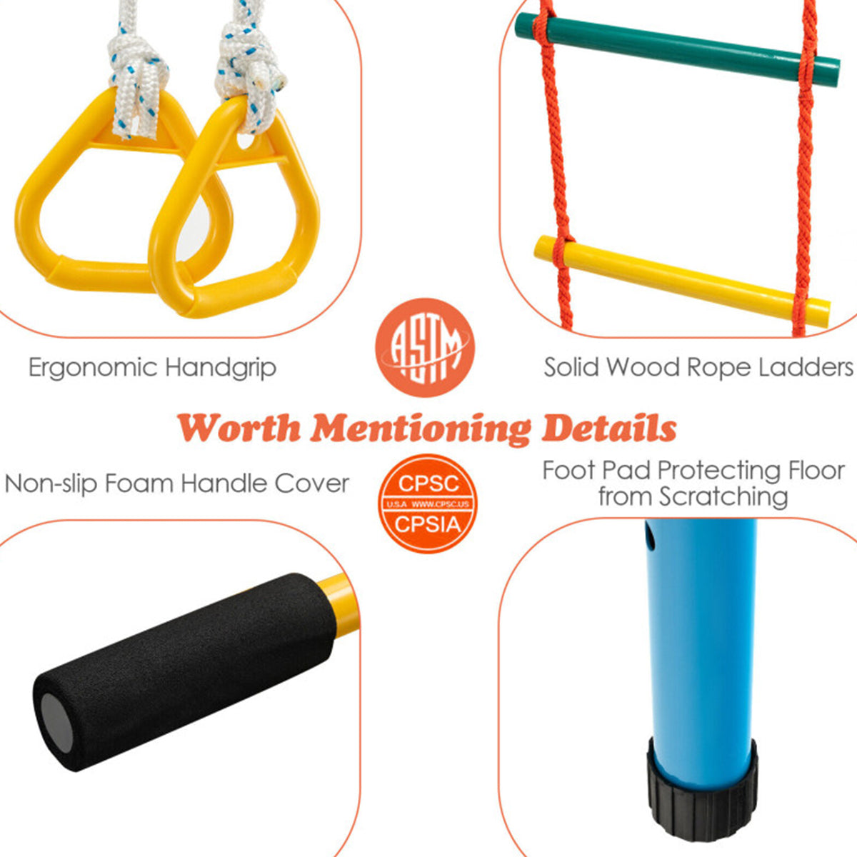 7-in-1 Kids Indoor Swedish Wall Gym Set