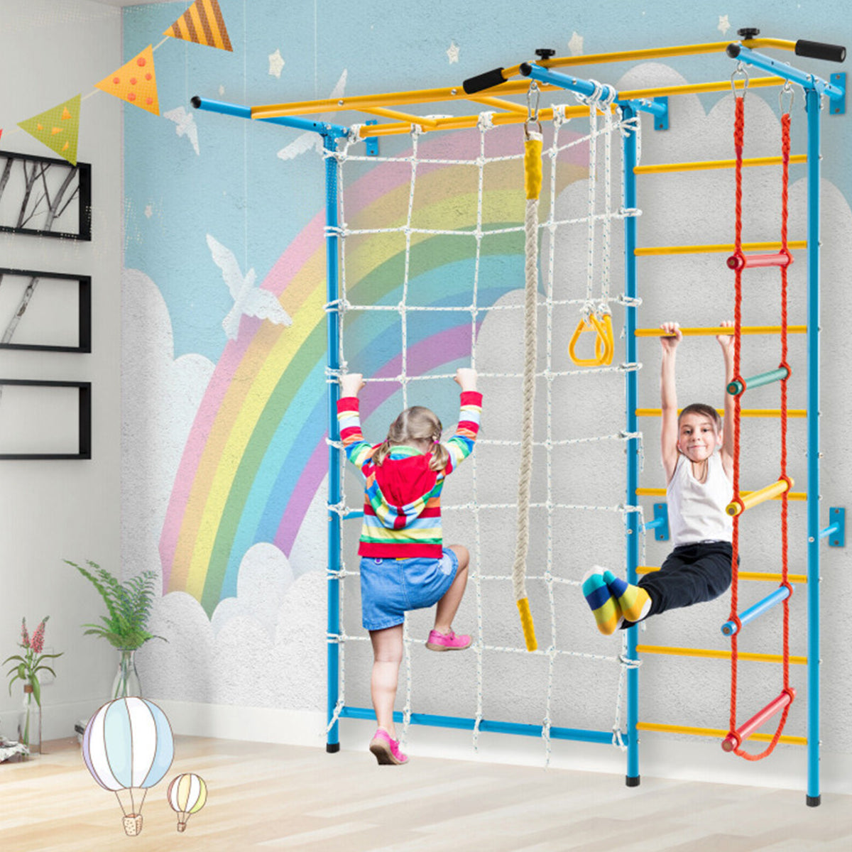 7-in-1 Kids Indoor Swedish Wall Gym Set