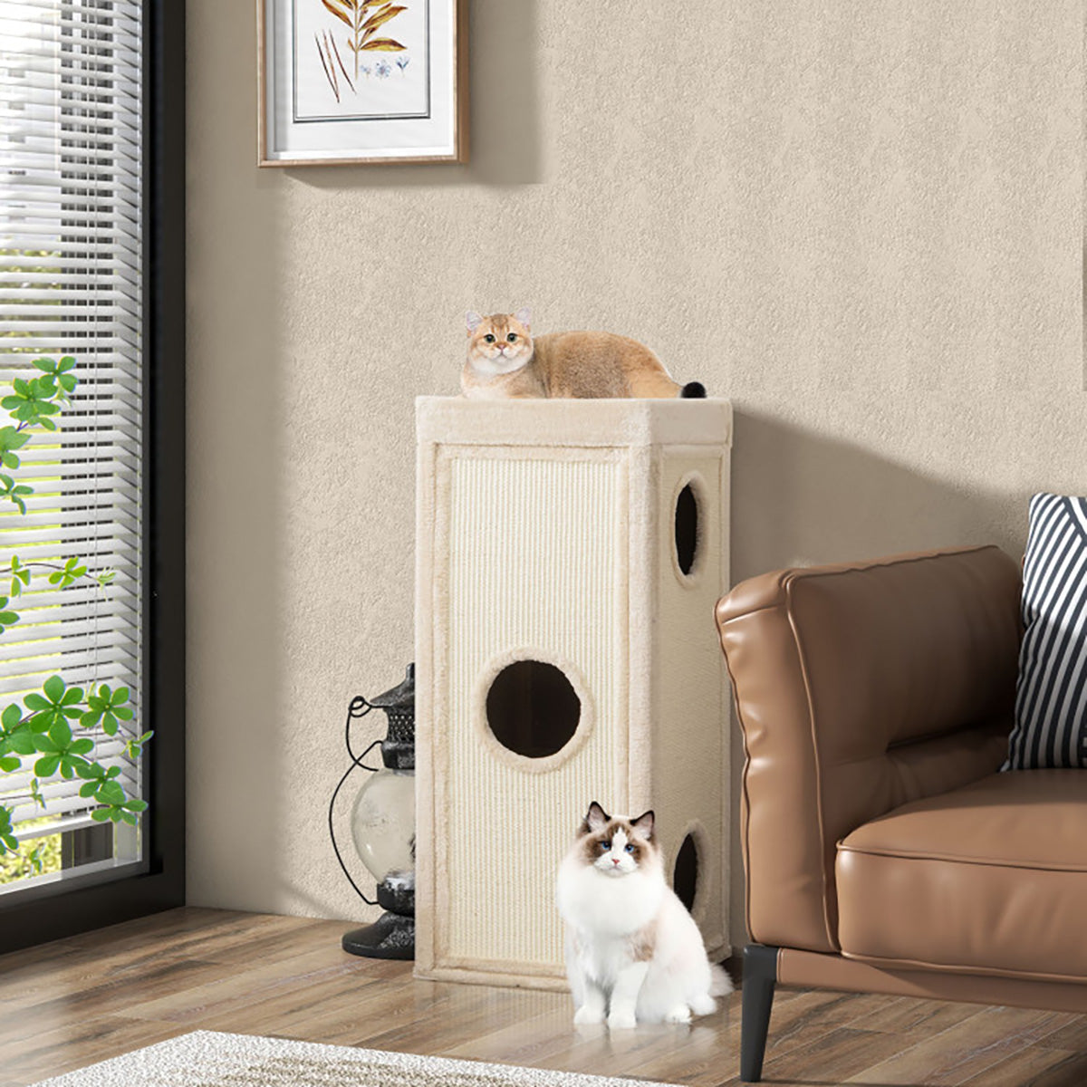 39'' Hideaway Cat Condo with Scratching Posts