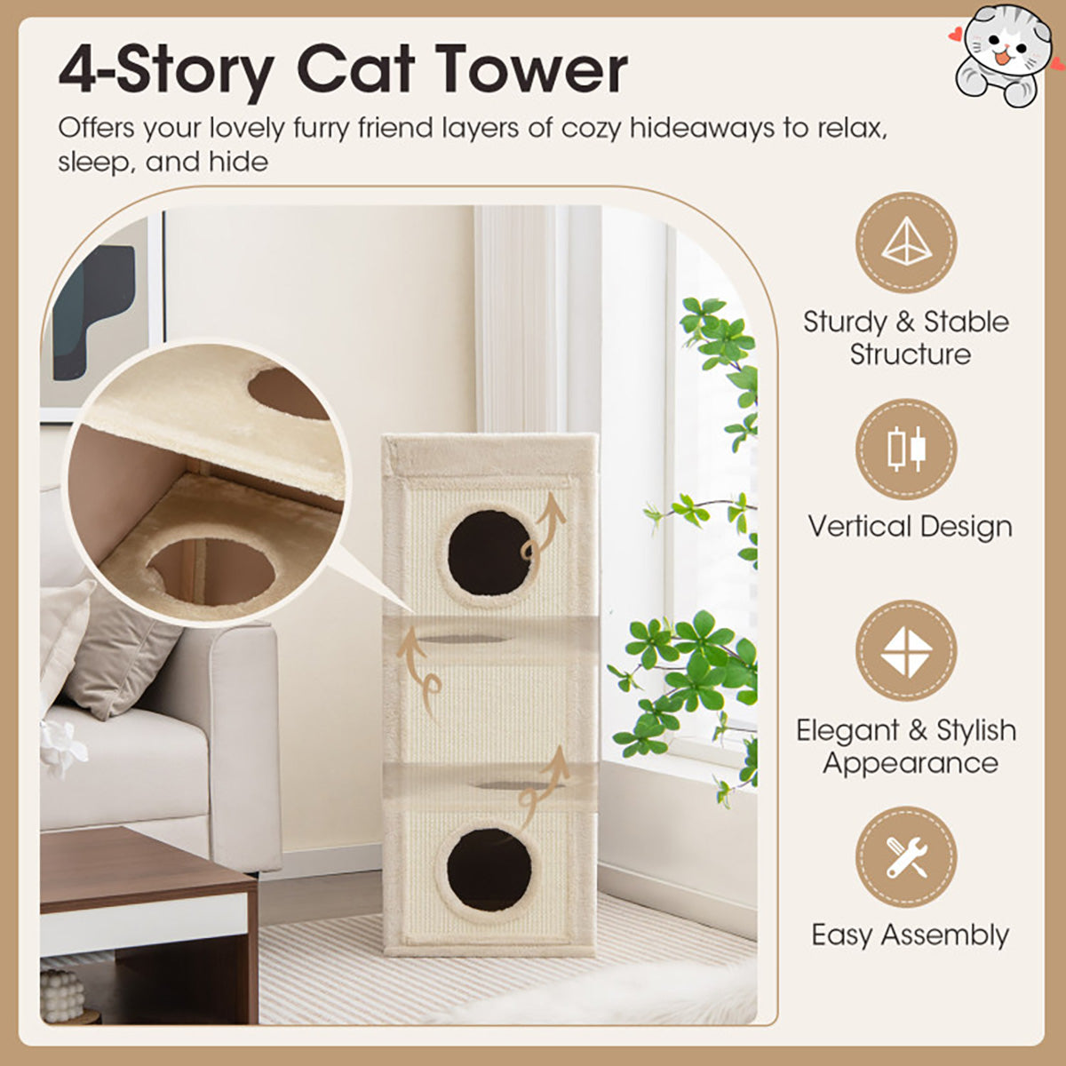 39'' Hideaway Cat Condo with Scratching Posts