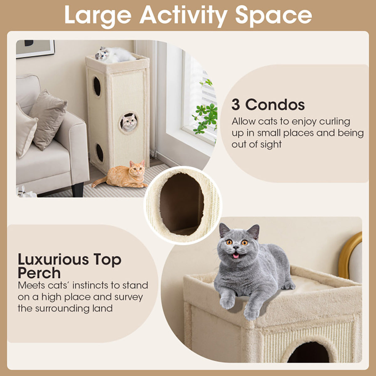 39'' Hideaway Cat Condo with Scratching Posts