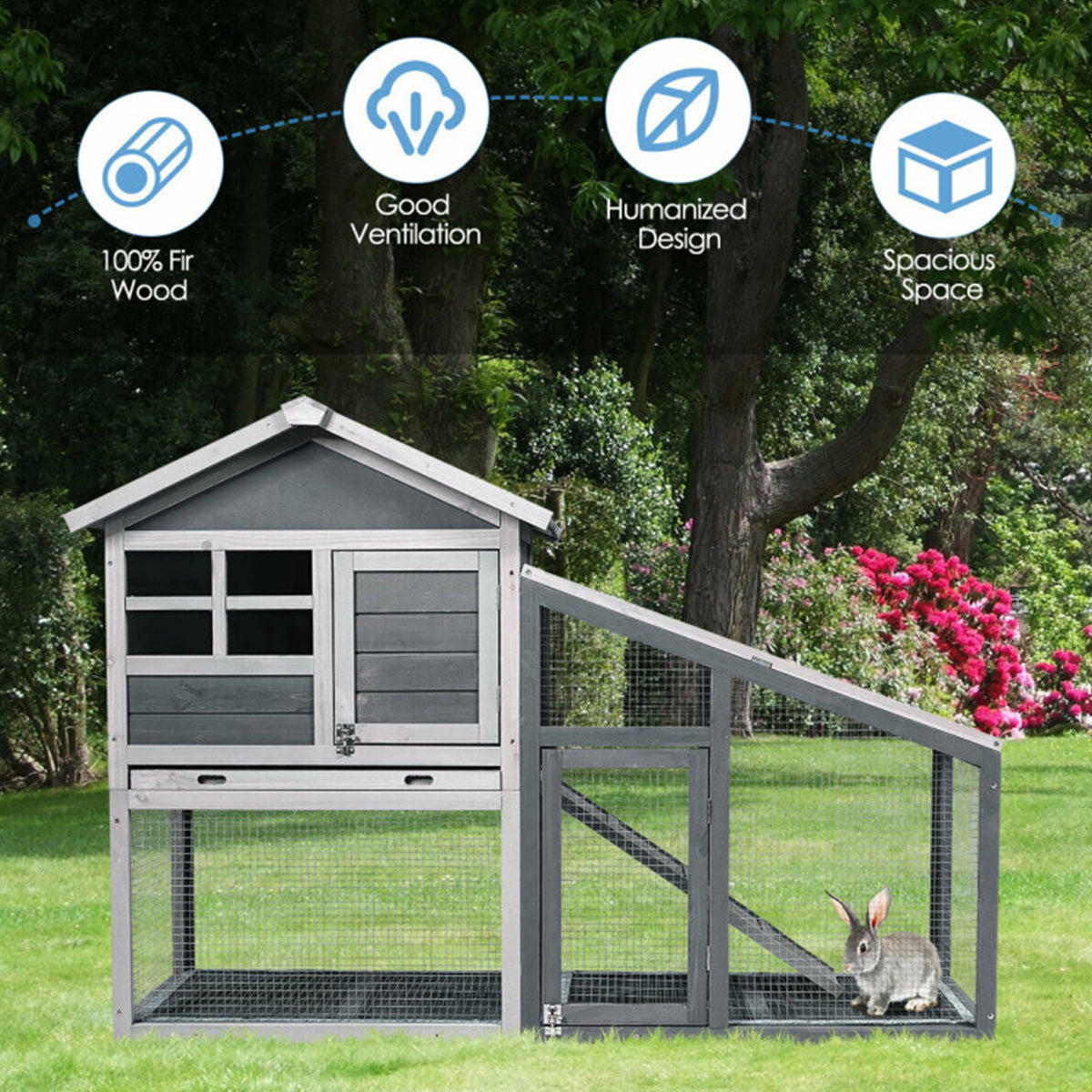 56.5’’ Wood Small Animal Hutch