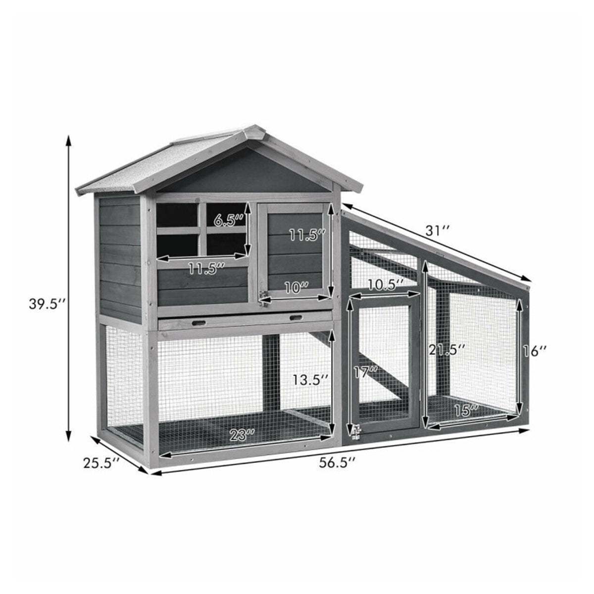 56.5’’ Wood Small Animal Hutch