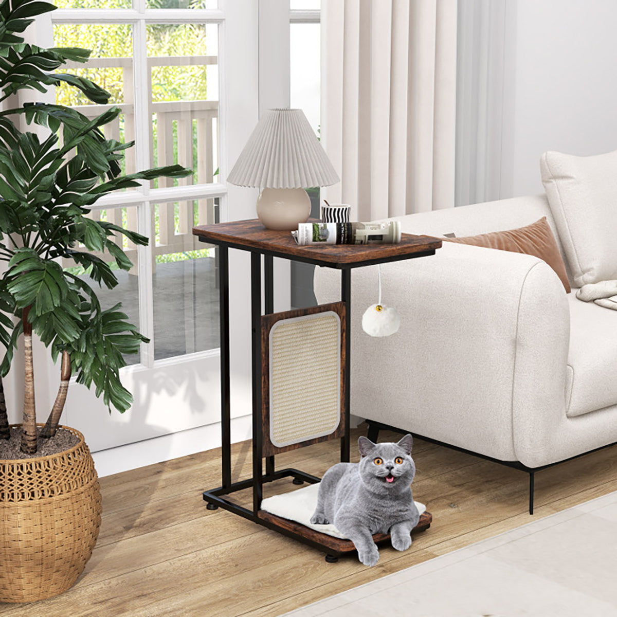 Cat Tree Side Table with Scratching Board