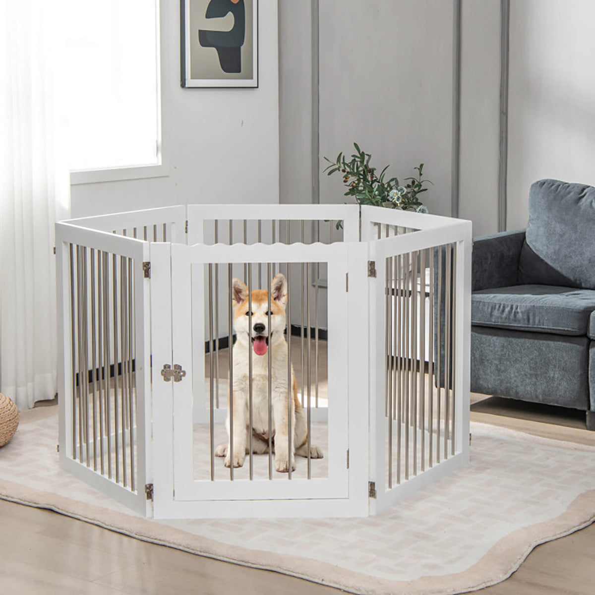 Freestanding 6-Panel Dog Gate