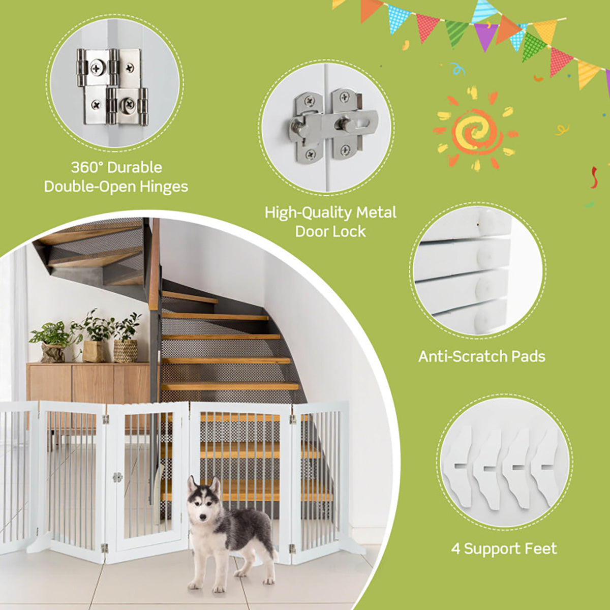 Freestanding 6-Panel Dog Gate